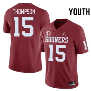Youth Brenen Thompson Crimson Oklahoma Sooners 2024 SEC Conference #15 Jersey 547977-695