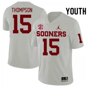 Youth Brenen Thompson White Oklahoma 2024 SEC Conference College Football #15 Jersey 898711-111