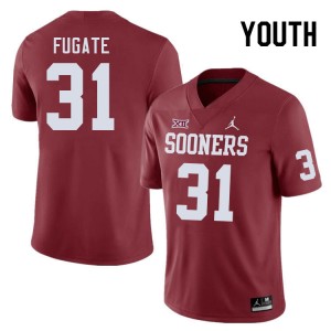 Youth Cale Fugate Crimson Sooners College Football #31 Jersey 705011-186