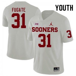 Youth Cale Fugate White Sooners College Football #31 Jersey 341145-285