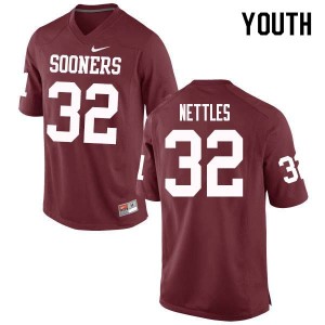 Youth Caleb Nettles Crimson OU Sooners College Football #32 Jersey 262937-897