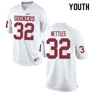 Youth Caleb Nettles White Oklahoma College Football #32 Jersey 125477-871