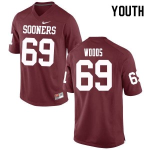 Youth Clayton Woods Crimson Oklahoma Sooners College Football #69 Jersey 209296-372