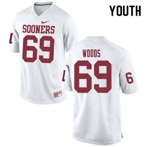 Youth Clayton Woods White Oklahoma Sooners College Football #69 Jersey 749978-541