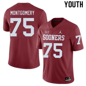 Youth Cullen Montgomery Crimson Sooners College Football #75 Jersey 946365-461