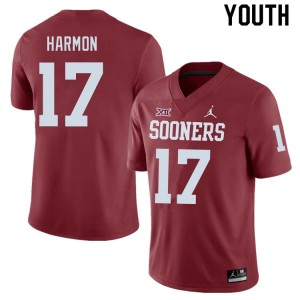 Youth Damond Harmon Crimson Oklahoma Sooners College Football #17 Jersey 802266-963