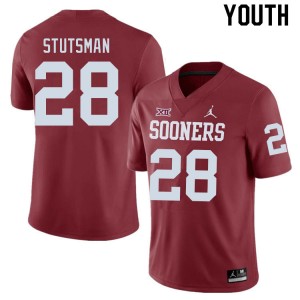 Youth Danny Stutsman Crimson OU Sooners College Football #28 Jersey 834924-522