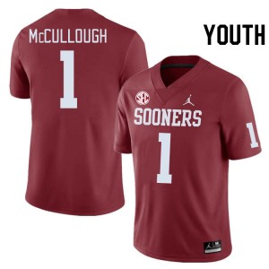 Youth Dasan McCullough Crimson OU Sooners 2024 SEC Conference #1 Jersey 400582-317