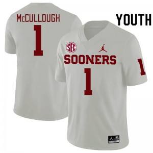 Youth Dasan McCullough White OU 2024 SEC Conference College Football #1 Jersey 244356-405