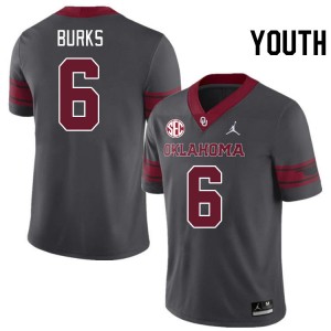 Youth Deion Burks Charcoal Oklahoma Sooners 2024 SEC Conference #6 Jersey 794135-147