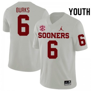 Youth Deion Burks White OU 2024 SEC Conference College Football #6 Jersey 620539-707