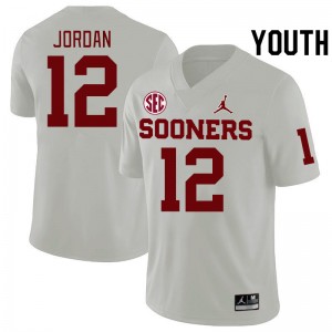 Youth Devon Jordan White Oklahoma 2024 SEC Conference College Football #12 Jersey 277759-994