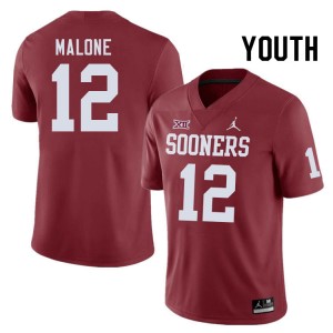 Youth Dez Malone Crimson Oklahoma Sooners College Football #12 Jersey 441126-550