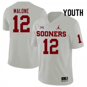 Youth Dez Malone White Sooners College Football #12 Jersey 929643-548