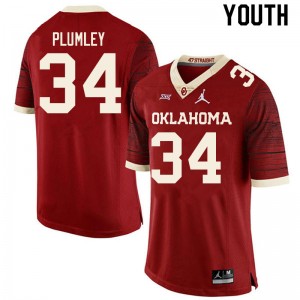 Youth Dorian Plumley Retro Oklahoma Sooners College Football #34 Jersey 207227-131