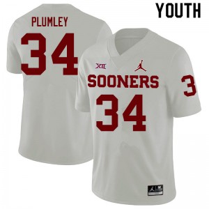 Youth Dorian Plumley White Oklahoma Sooners College Football #34 Jersey 141375-452