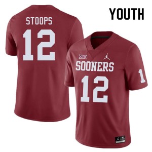 Youth Drake Stoops Crimson OU College Football #12 Jersey 888406-267