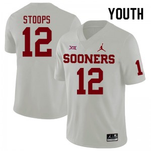 Youth Drake Stoops White Oklahoma College Football #12 Jersey 241334-311