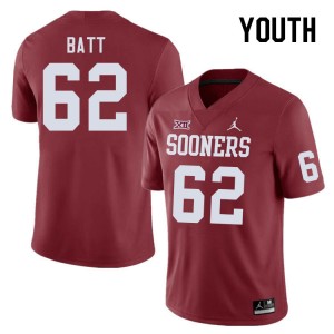 Youth Drew Batt Crimson OU Sooners College Football #62 Jersey 173866-617