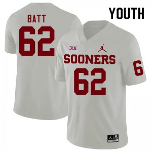 Youth Drew Batt White Oklahoma College Football #62 Jersey 880258-846