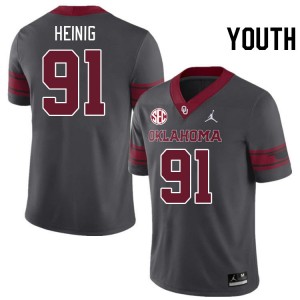 Youth Drew Heinig Charcoal OU Sooners 2024 SEC Conference #91 Jersey 275524-645