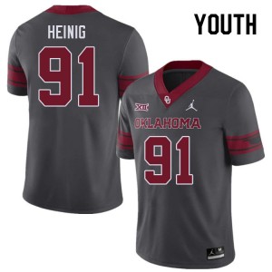 Youth Drew Heinig Charcoal Sooners College Football #91 Jersey 153828-455