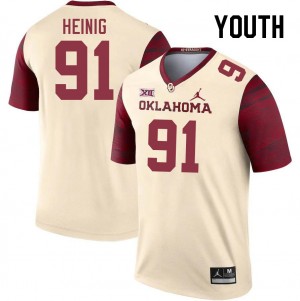 Youth Drew Heinig Cream Sooners College Football #91 Jersey 696137-196