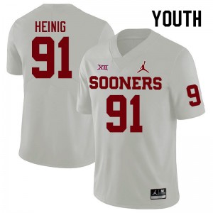 Youth Drew Heinig White OU College Football #91 Jersey 267609-571