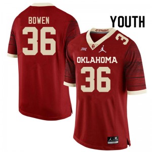Youth Eli Bowen Retro OU College Football #36 Jersey 807805-890