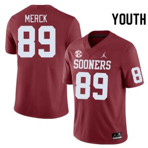 Youth Eli Merck Crimson OU Sooners 2024 SEC Conference #89 Jersey 950736-808