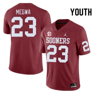 Youth Emeka Megwa Crimson Oklahoma Sooners 2024 SEC Conference #23 Jersey 341099-365