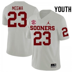 Youth Emeka Megwa White Oklahoma 2024 SEC Conference College Football #23 Jersey 472124-170