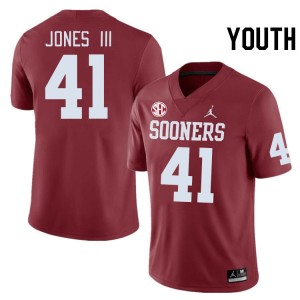 Youth Emmett Jones III Crimson Sooners 2024 SEC Conference #41 Jersey 933708-578