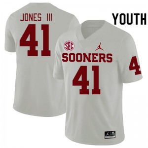 Youth Emmett Jones III White Oklahoma Sooners 2024 SEC Conference College Football #41 Jersey 338979-307