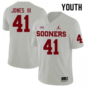 Youth Emmett Jones III White Oklahoma College Football #41 Jersey 873243-975