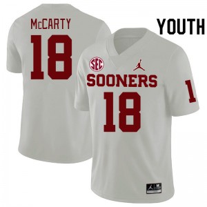 Youth Erik McCarty White Sooners 2024 SEC Conference College Football #18 Jersey 178346-471