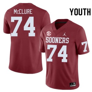Youth Evan McClure Crimson Sooners 2024 SEC Conference #74 Jersey 980975-556