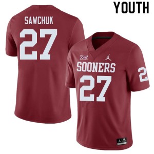Youth Gavin Sawchuk Crimson Oklahoma Sooners College Football #27 Jersey 275258-766