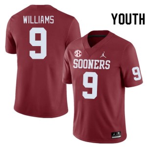 Youth Gentry Williams Crimson Oklahoma Sooners 2024 SEC Conference #9 Jersey 383894-289