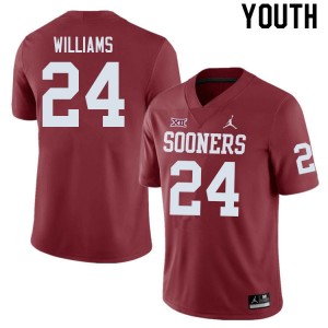 Youth Gentry Williams Crimson Oklahoma Sooners College Football #24 Jersey 366056-750