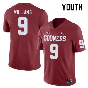 Youth Gentry Williams Crimson Oklahoma College Football #9 Jersey 349452-690