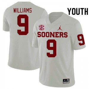 Youth Gentry Williams White Oklahoma Sooners 2024 SEC Conference College Football #9 Jersey 659948-201