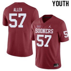 Youth Gunnar Allen Crimson Sooners College Football #57 Jersey 642676-273
