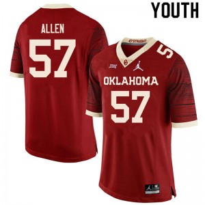 Youth Gunnar Allen Retro Oklahoma College Football #57 Jersey 502981-768