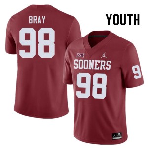 Youth Hayden Bray Crimson Oklahoma Sooners College Football #98 Jersey 198458-636