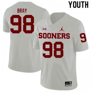 Youth Hayden Bray White OU Sooners College Football #98 Jersey 350946-377