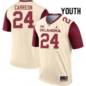 Youth Ivan Carreon Cream Oklahoma Sooners College Football #24 Jersey 423049-527