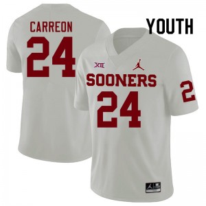 Youth Ivan Carreon White Sooners College Football #24 Jersey 489453-326