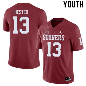 Youth J.J. Hester Crimson Oklahoma College Football #13 Jersey 993827-692