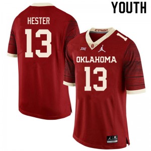 Youth J.J. Hester Retro Oklahoma Sooners College Football #13 Jersey 993691-756